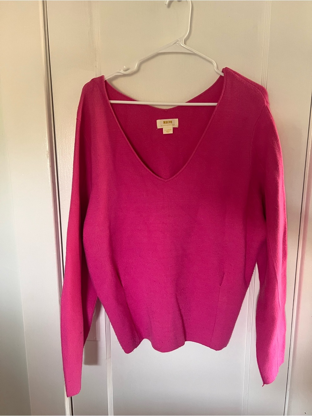 Anthropologie V-Neck Sweater - Hot Pink